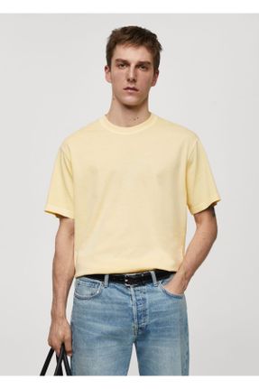 تی شرت زرد مردانه رگولار یقه خدمه پنبه (نخی) کد 831180152