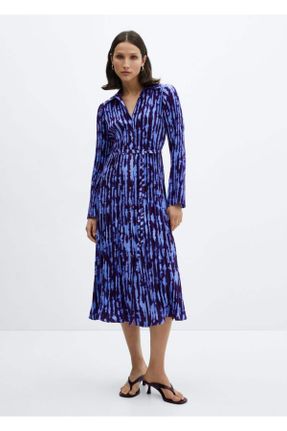 لباس آبی زنانه بافت پلی استر رگولار آستین-بلند کد 806595079