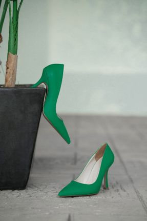 کفش استایلتو سبز پاشنه نازک پاشنه متوسط ( 5 - 9 cm ) کد 368545968