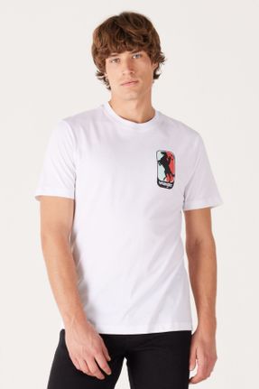تی شرت سفید مردانه رگولار یقه گرد پنبه (نخی) کد 769594936