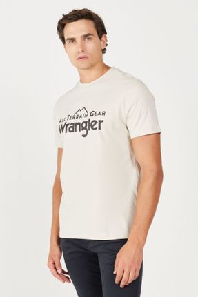 تی شرت بژ مردانه رگولار یقه گرد پنبه (نخی) کد 771277027