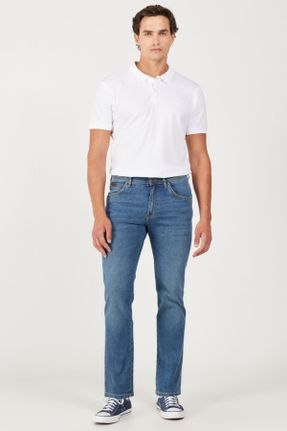 شلوار جین آبی مردانه پاچه ساده کد 91682042