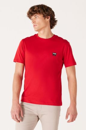 تی شرت قرمز مردانه رگولار یقه گرد پنبه (نخی) کد 769594152