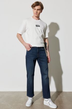 شلوار جین آبی مردانه پاچه ساده پنبه (نخی) ساده کد 91687433