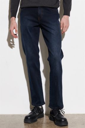 شلوار جین آبی مردانه پاچه ساده پنبه (نخی) ساده کد 200237805