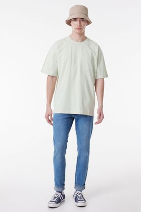 تی شرت سبز مردانه اورسایز یقه خدمه پنبه (نخی) کد 354592730