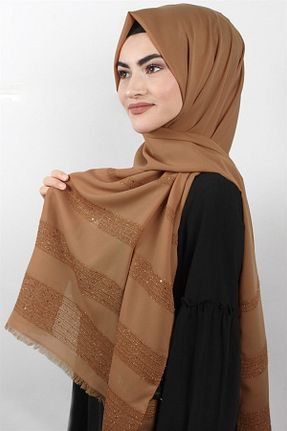 شال قهوه ای زنانه شیفون Eşarppark - کد 75775345
