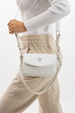 کیف دوشی سفید زنانه چرم مصنوعی Just Polo - کد 840742830
