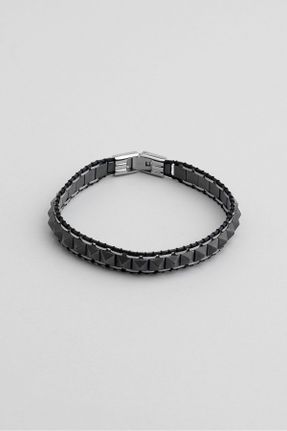 دستبند استیل مشکی مردانه فولاد ( استیل ) کد 835608916