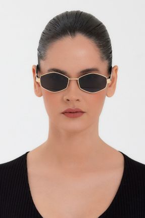 عینک آفتابی قهوه ای زنانه 58 UV400 فلزی آینه ای هندسی کد 43423663