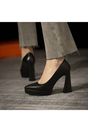کفش مجلسی مشکی زنانه چرم مصنوعی پاشنه بلند ( +10 cm) پاشنه ضخیم کد 831214330