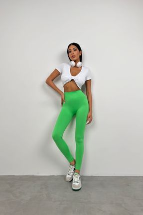 ساق شلواری سبز زنانه بافتنی فاق بلند کد 832578398
