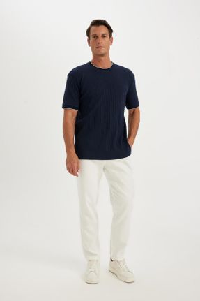 تی شرت سرمه ای مردانه رگولار یقه گرد پنبه - پلی استر کد 840552559