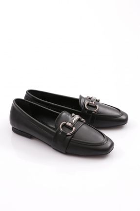 کفش لوفر مشکی زنانه چرم مصنوعی پاشنه کوتاه ( 4 - 1 cm ) کد 813169415
