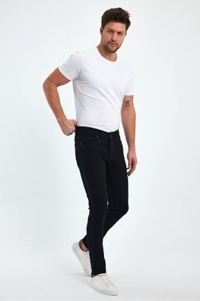 شلوار جین مشکی مردانه پاچه تنگ جین ساده کد 800024545