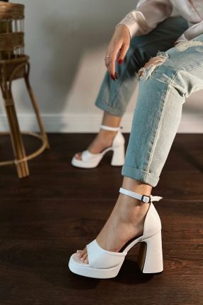 کفش مجلسی سفید زنانه پاشنه متوسط ( 5 - 9 cm ) پاشنه ضخیم کد 270903727