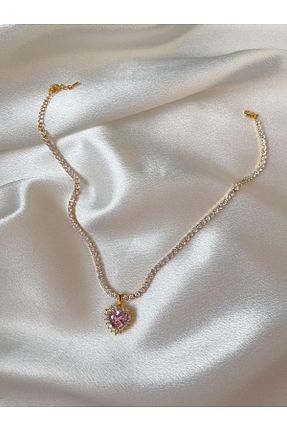 گردنبند جواهر صورتی زنانه سنگ Reorah Collection - کد 799404804
