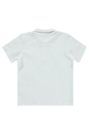 تی شرت سفید بچه گانه رگولار یقه پولو تکی کد 820204746