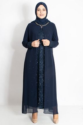لباس مجلسی حجاب سرمه ای زنانه یقه دوچرخه Modaviki - کد 267230997