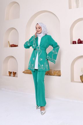 ست بالاتنه و پائین تنه حجاب سبز زنانه Super Skinny Zümrüt - کد 807553122