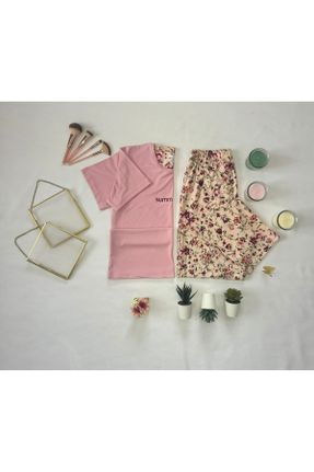 ست لباس راحتی صورتی زنانه طرح گلدار پلی استر کد 824233860