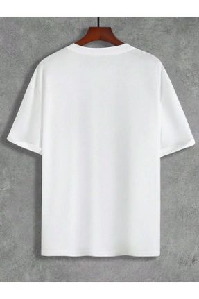 تی شرت سفید مردانه اورسایز یقه گرد پنبه - پلی استر تکی جوان کد 817888027