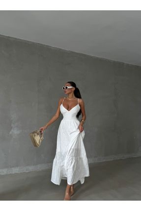 لباس سفید زنانه بافتنی پنبه (نخی) بیسیک کد 827602992