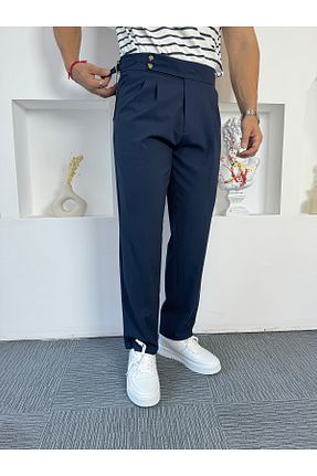 شلوار پارچه ای سرمه ای مردانه کمر دار UTTBASİC - کد 841148695