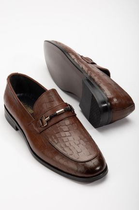 کفش کلاسیک قهوه ای مردانه چرم طبیعی پاشنه کوتاه ( 4 - 1 cm ) پاشنه ضخیم کد 833123933