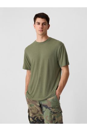 تی شرت خاکی مردانه رگولار یقه گرد کد 834045635