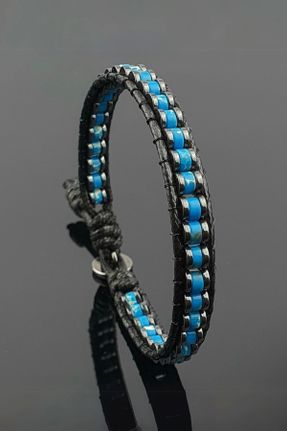 دستبند جواهر آبی زنانه سنگ طبیعی کد 301697794