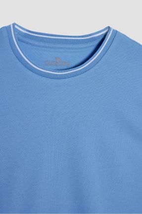 تی شرت آبی مردانه یقه گرد تکی طراحی کد 745746085