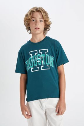تی شرت سبز بچه گانه رگولار یقه گرد کد 840081148