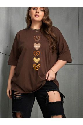 تی شرت قهوه ای زنانه رگولار بافتنی کد 822135339