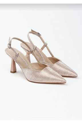 کفش پاشنه بلند کلاسیک صورتی زنانه چرم مصنوعی MODA İBO SHOES - کد 839680506