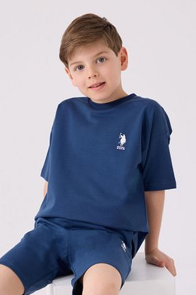 ست بالاتنه و پائین تنه آبی بچه گانه بافت U.S. Polo Assn. - کد 841339763
