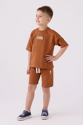 ست بالاتنه و پائین تنه قهوه ای بچه گانه بافت U.S. Polo Assn. - کد 841339815