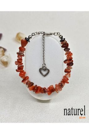 دستبند جواهر نارنجی زنانه سنگ طبیعی کد 289790857
