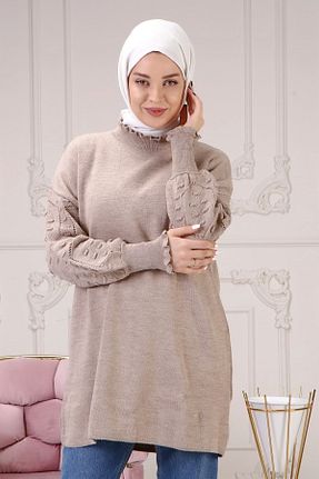 پلیور حجاب قهوه ای زنانه اکریلیک ilmek - کد 158493908