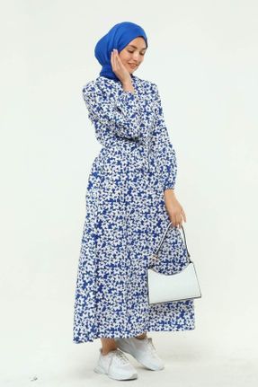 لباس آبی زنانه رگولار بافتنی پنبه - پلی استر کد 333059532