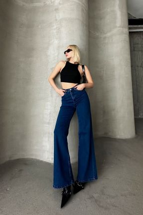 شلوار جین آبی زنانه پاچه اسپانیولی لیکرا اسلیم استاندارد کد 819030061