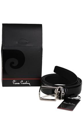 کمربند مشکی مردانه چرم خالص Pierre Cardin - کد 32369599