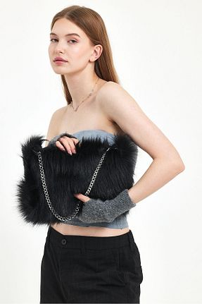 کیف دوشی مشکی زنانه پارچه ای Fluffy Turkey - کد 801022253