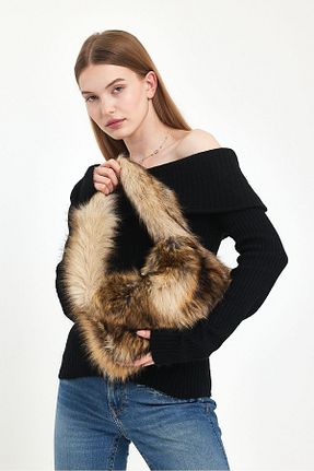 کیف دوشی قهوه ای زنانه پارچه ای Fluffy Turkey - کد 801022476