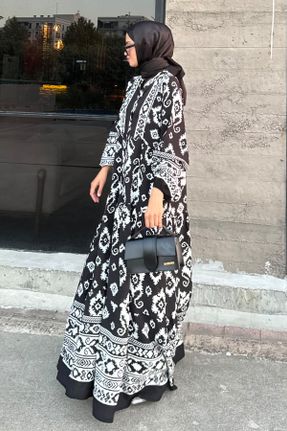 لباس مشکی زنانه اورسایز بافتنی ویسکون کد 841348777