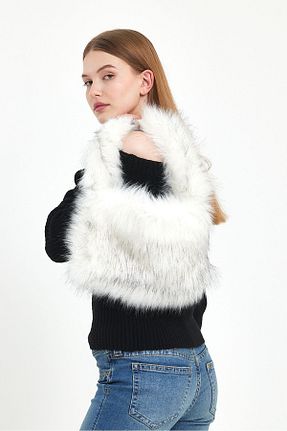 کیف دوشی سفید زنانه چرم مصنوعی Fluffy Turkey - کد 801022296