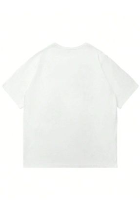تی شرت سفید زنانه اورسایز یقه گرد پنبه (نخی) تکی بیسیک کد 820329172