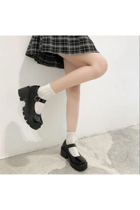 کفش آکسفورد مشکی زنانه چرم مصنوعی پاشنه متوسط ( 5 - 9 cm ) کد 781431016