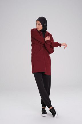سوئیشرت حجاب زرشکی زنانه پنبه ای Haşema - کد 841450670