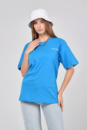 تی شرت آبی زنانه اورسایز کد 337150555